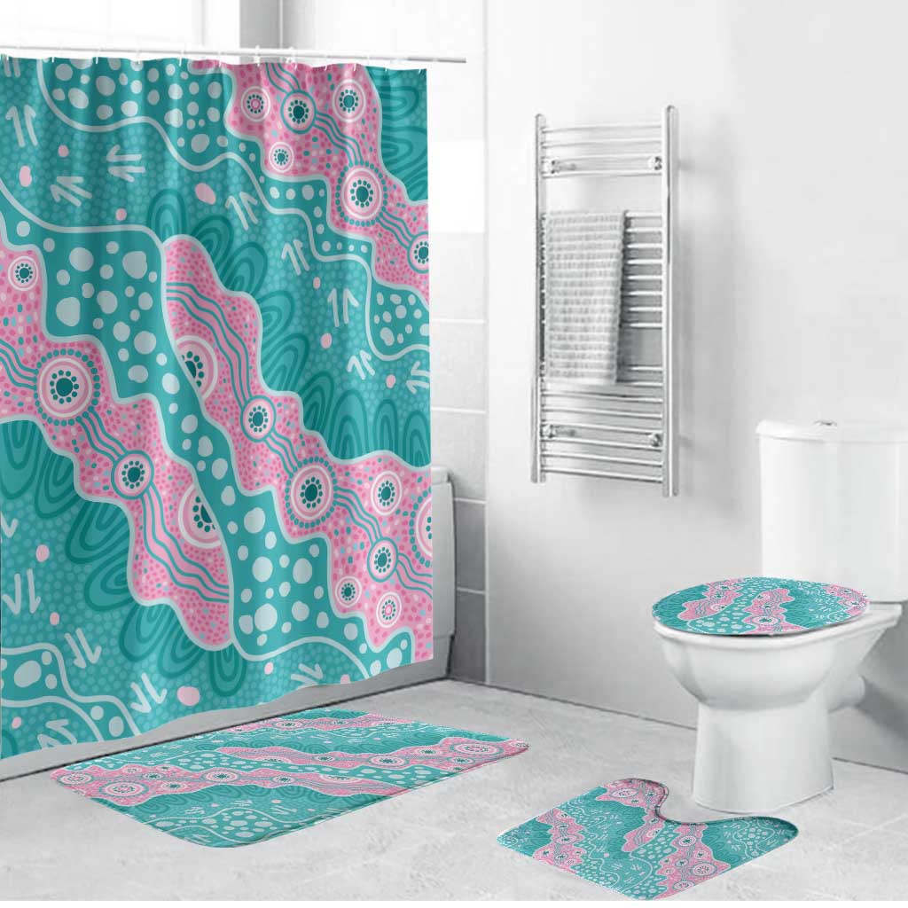 Hereditary Cancer Awareness Australia Indigenous Bathroom Set Pink and Teal - Aussie Hoodie