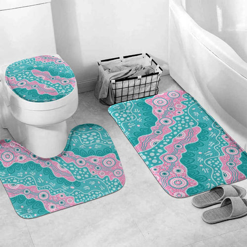 Hereditary Cancer Awareness Australia Indigenous Bathroom Set Pink and Teal - Aussie Hoodie