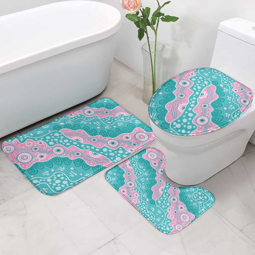 Hereditary Cancer Awareness Australia Indigenous Bathroom Set Pink and Teal - Aussie Hoodie