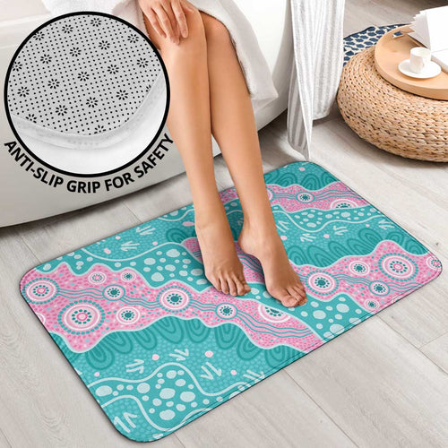 Hereditary Cancer Awareness Australia Indigenous Bathroom Set Pink and Teal - Aussie Hoodie