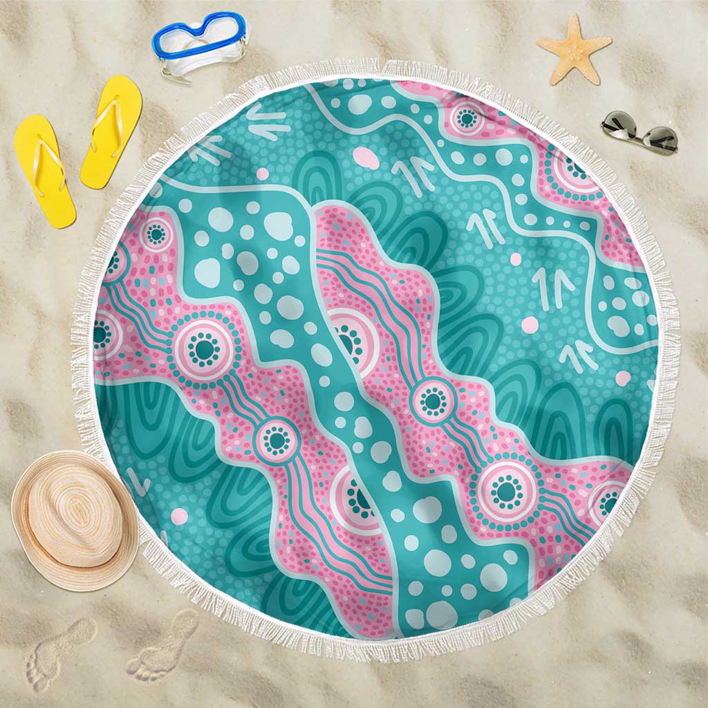 Hereditary Cancer Awareness Australia Indigenous Beach Blanket Pink and Teal - Aussie Hoodie