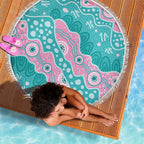Hereditary Cancer Awareness Australia Indigenous Beach Blanket Pink and Teal - Aussie Hoodie