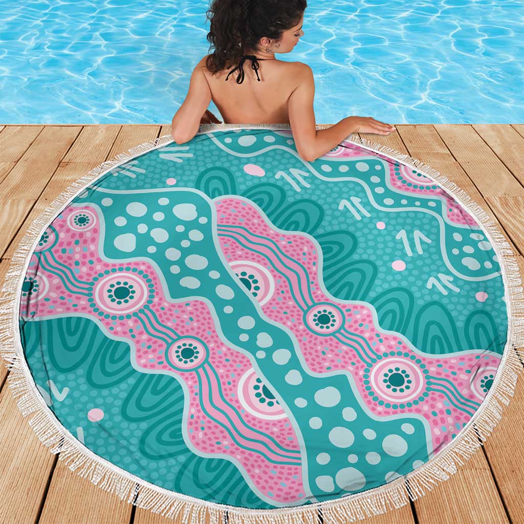 Hereditary Cancer Awareness Australia Indigenous Beach Blanket Pink and Teal - Aussie Hoodie