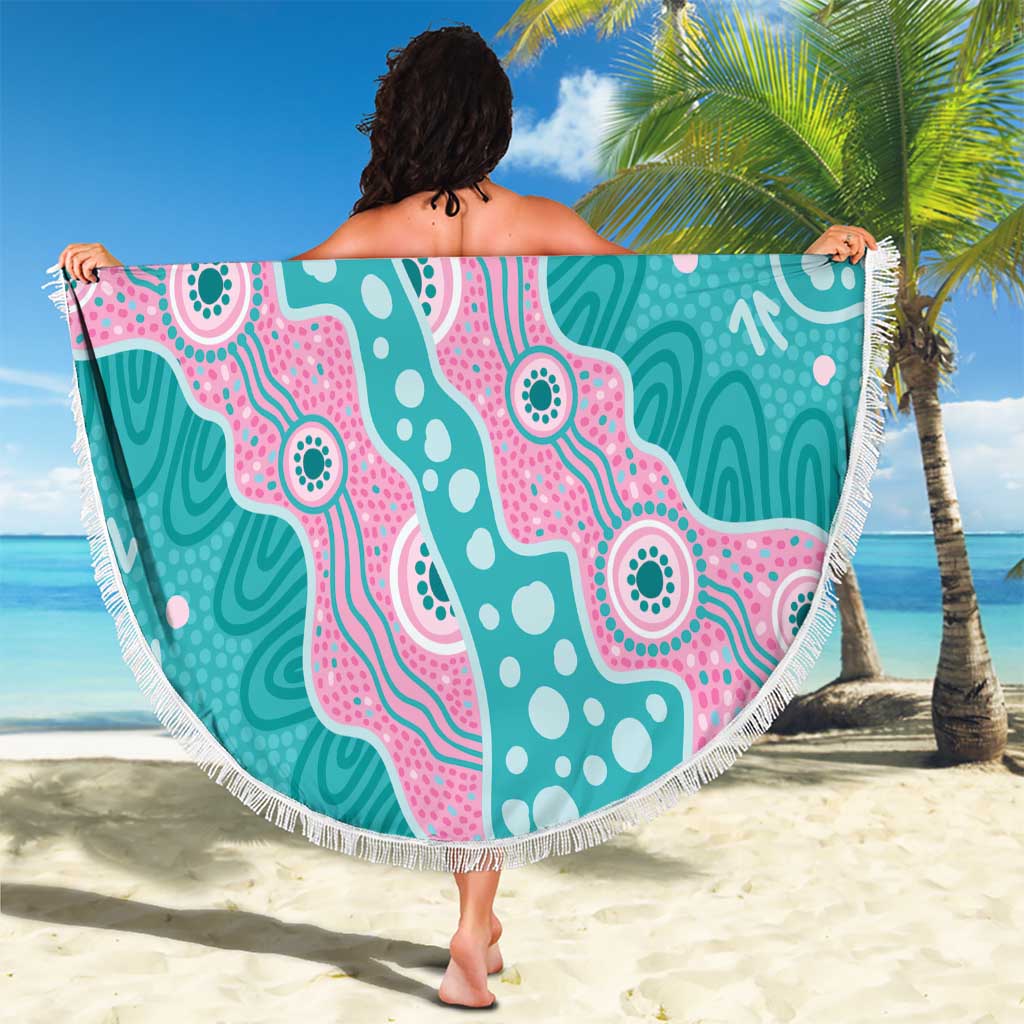 Hereditary Cancer Awareness Australia Indigenous Beach Blanket Pink and Teal - Aussie Hoodie