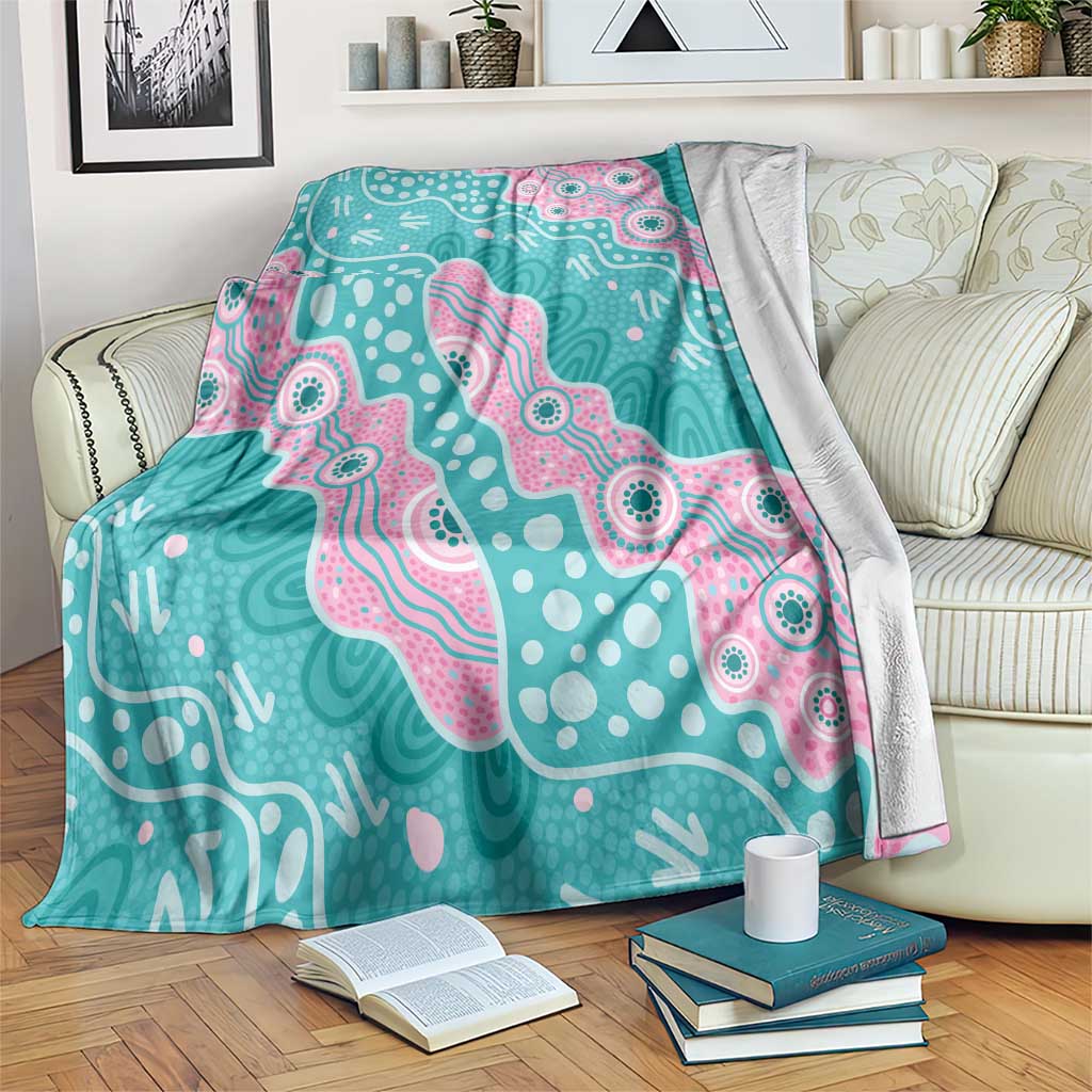 Hereditary Cancer Awareness Australia Indigenous Blanket Pink and Teal - Aussie Hoodie