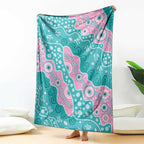 Hereditary Cancer Awareness Australia Indigenous Blanket Pink and Teal - Aussie Hoodie