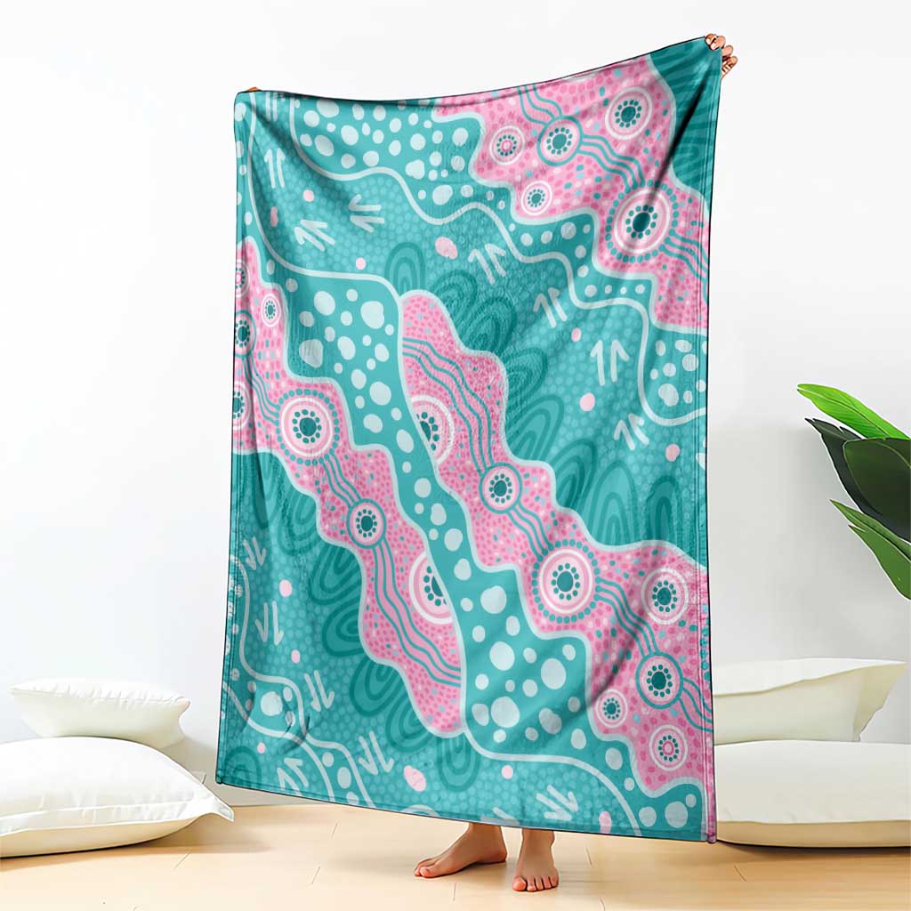 Hereditary Cancer Awareness Australia Indigenous Blanket Pink and Teal - Aussie Hoodie