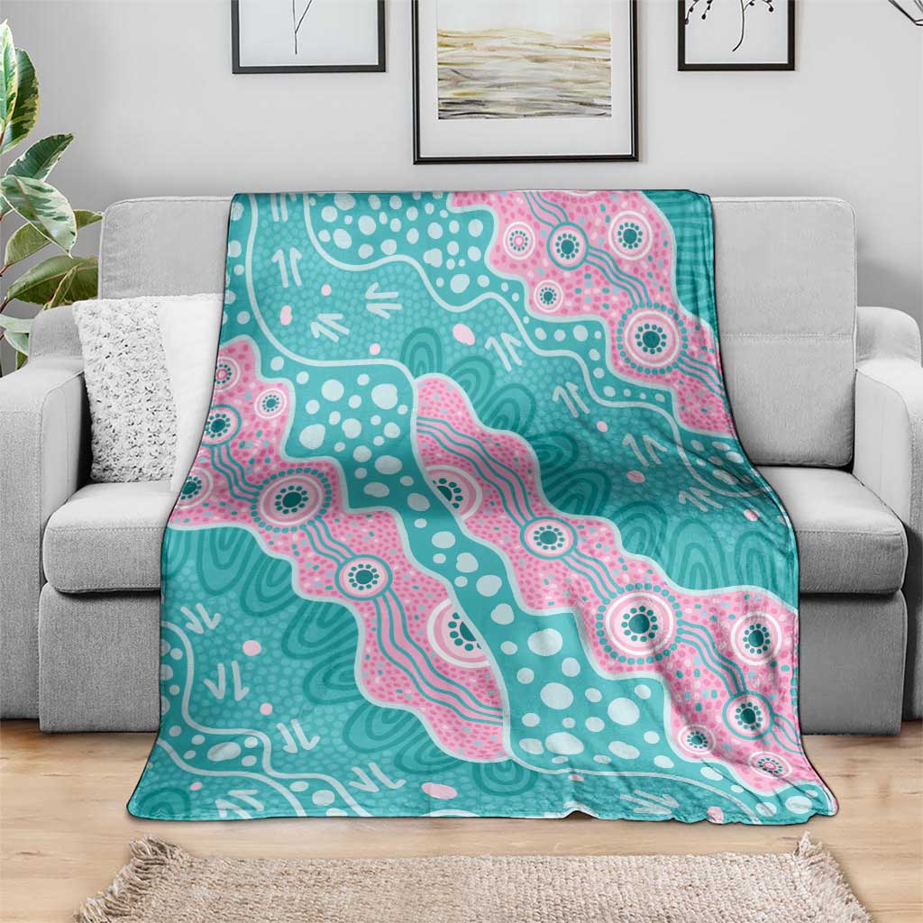 Hereditary Cancer Awareness Australia Indigenous Blanket Pink and Teal - Aussie Hoodie