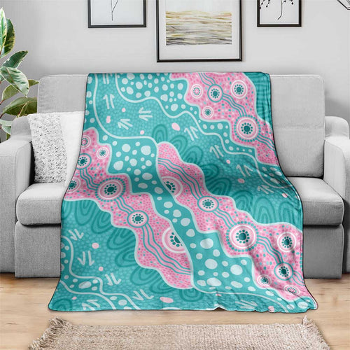 Hereditary Cancer Awareness Australia Indigenous Blanket Pink and Teal - Aussie Hoodie