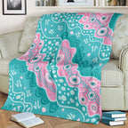 Hereditary Cancer Awareness Australia Indigenous Blanket Pink and Teal - Aussie Hoodie