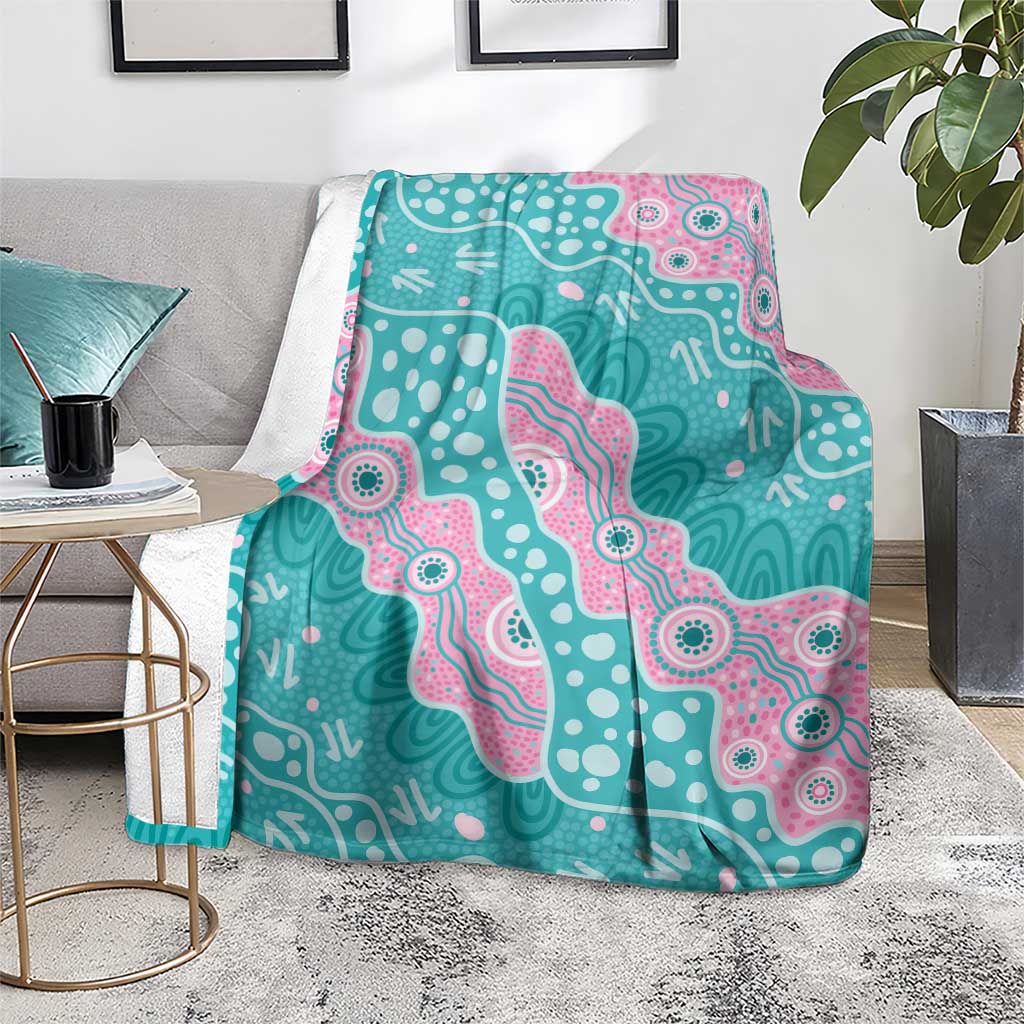 Hereditary Cancer Awareness Australia Indigenous Blanket Pink and Teal - Aussie Hoodie