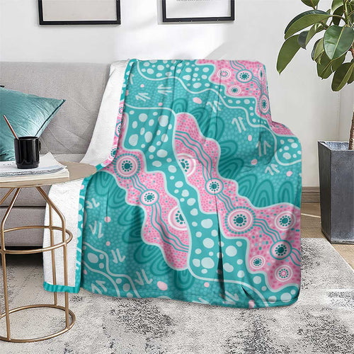 Hereditary Cancer Awareness Australia Indigenous Blanket Pink and Teal - Aussie Hoodie