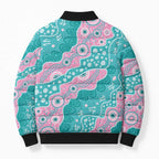 Hereditary Cancer Awareness Australia Indigenous Bomber Puffer Jacket Pink and Teal - Aussie Hoodie