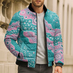 Hereditary Cancer Awareness Australia Indigenous Bomber Puffer Jacket Pink and Teal - Aussie Hoodie