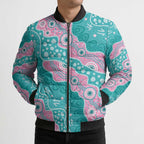 Hereditary Cancer Awareness Australia Indigenous Bomber Puffer Jacket Pink and Teal - Aussie Hoodie