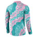 Hereditary Cancer Awareness Australia Indigenous Button Sweatshirt Pink and Teal - Aussie Hoodie