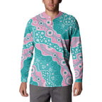 Hereditary Cancer Awareness Australia Indigenous Button Sweatshirt Pink and Teal - Aussie Hoodie