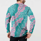 Hereditary Cancer Awareness Australia Indigenous Button Sweatshirt Pink and Teal - Aussie Hoodie