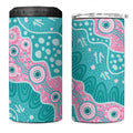 Hereditary Cancer Awareness Australia Indigenous 4 in 1 Can Cooler Tumbler Pink and Teal - Aussie Hoodie