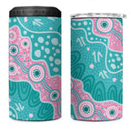 Hereditary Cancer Awareness Australia Indigenous 4 in 1 Can Cooler Tumbler Pink and Teal - Aussie Hoodie