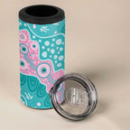 Hereditary Cancer Awareness Australia Indigenous 4 in 1 Can Cooler Tumbler Pink and Teal - Aussie Hoodie