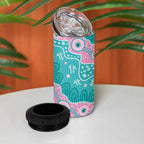 Hereditary Cancer Awareness Australia Indigenous 4 in 1 Can Cooler Tumbler Pink and Teal - Aussie Hoodie