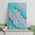 Hereditary Cancer Awareness Australia Indigenous Canvas Wall Art Pink and Teal - Aussie Hoodie