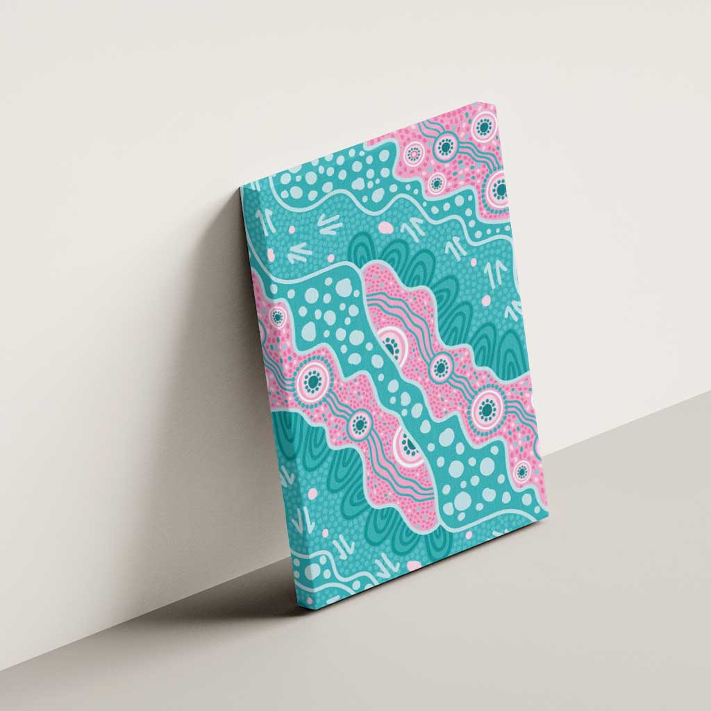 Hereditary Cancer Awareness Australia Indigenous Canvas Wall Art Pink and Teal - Aussie Hoodie