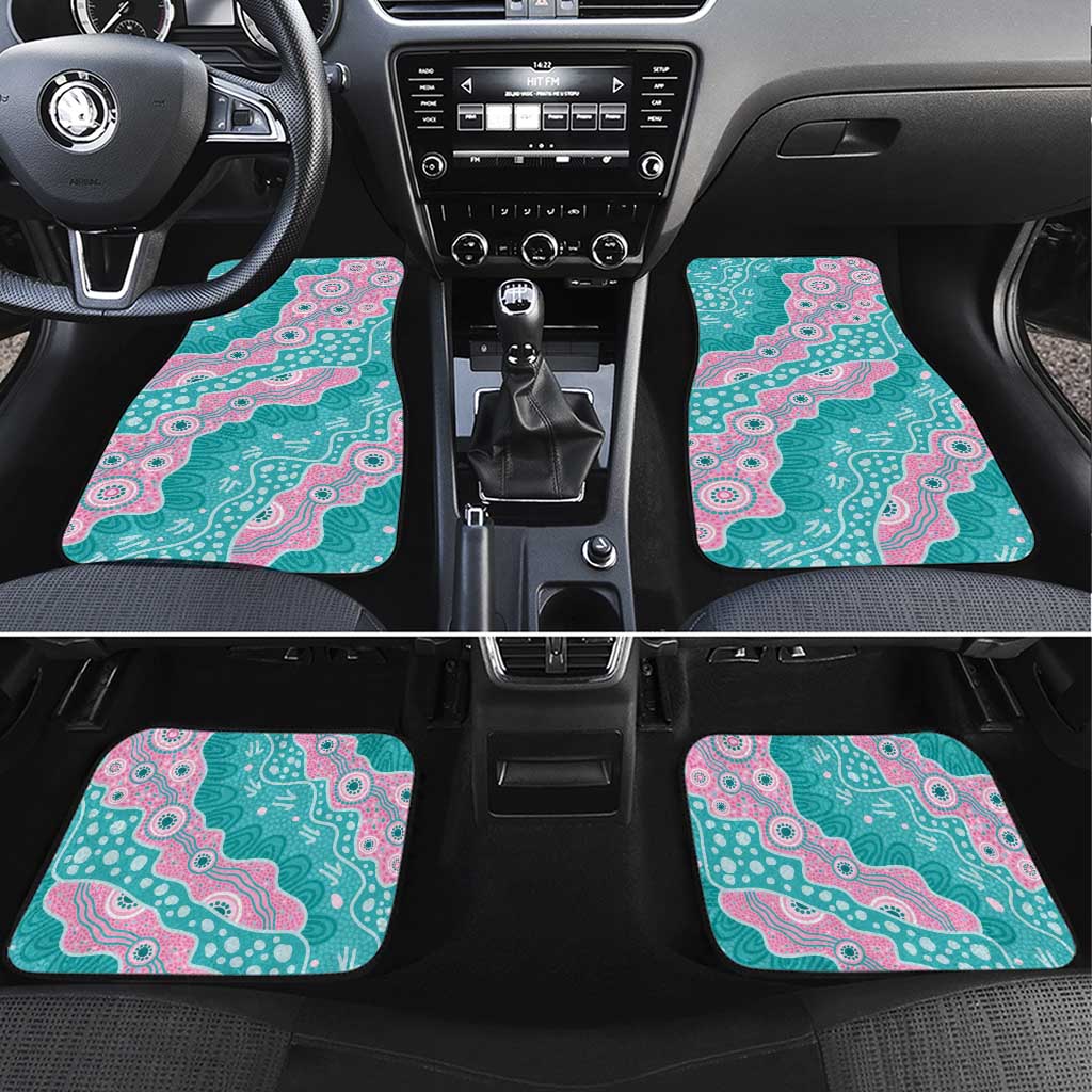 Hereditary Cancer Awareness Australia Indigenous Car Mats Pink and Teal - Aussie Hoodie