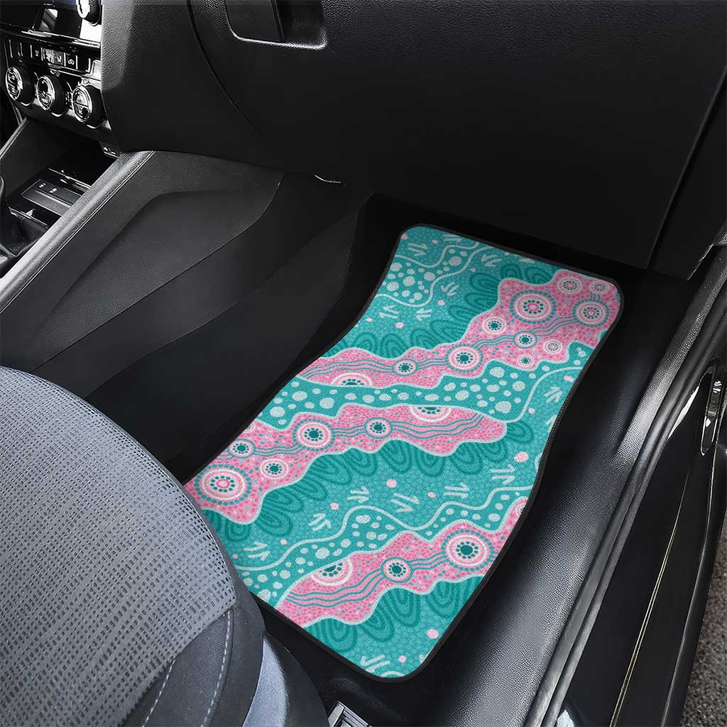 Hereditary Cancer Awareness Australia Indigenous Car Mats Pink and Teal - Aussie Hoodie