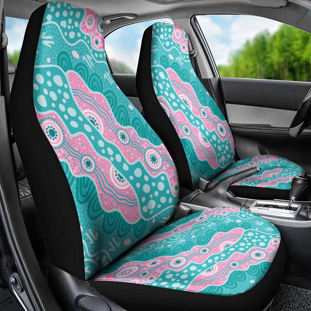 Hereditary Cancer Awareness Australia Indigenous Car Seat Cover Pink and Teal - Aussie Hoodie