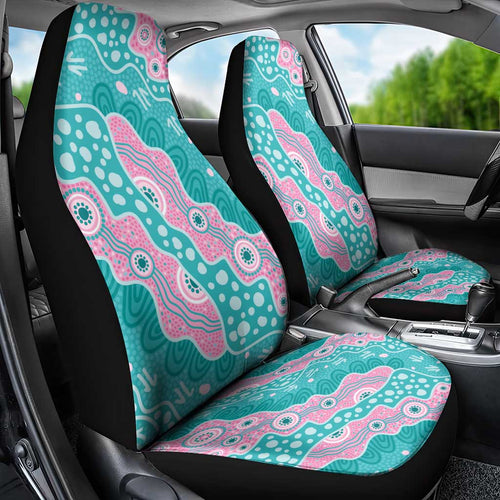Hereditary Cancer Awareness Australia Indigenous Car Seat Cover Pink and Teal - Aussie Hoodie