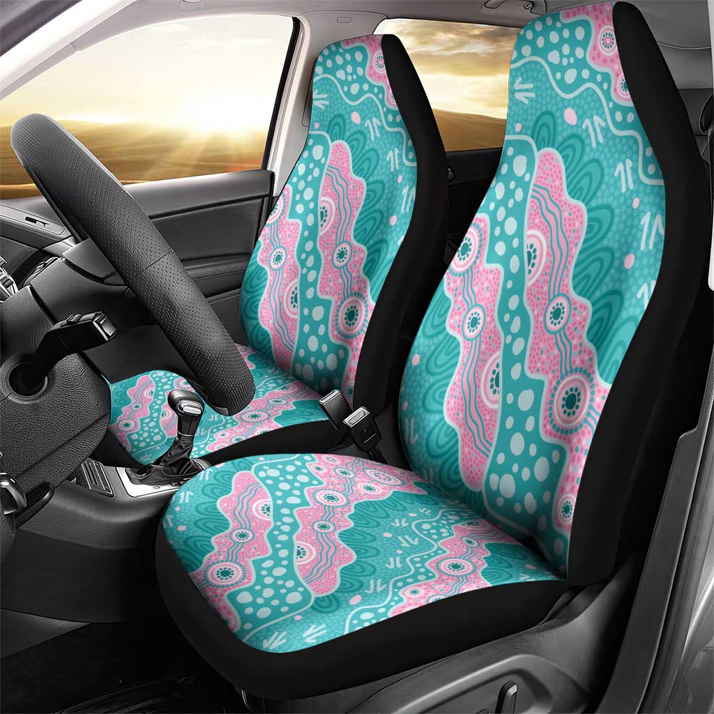 Hereditary Cancer Awareness Australia Indigenous Car Seat Cover Pink and Teal - Aussie Hoodie