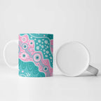Hereditary Cancer Awareness Australia Indigenous Ceramic Mug Pink and Teal - Aussie Hoodie