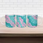 Hereditary Cancer Awareness Australia Indigenous Ceramic Mug Pink and Teal - Aussie Hoodie