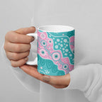 Hereditary Cancer Awareness Australia Indigenous Ceramic Mug Pink and Teal - Aussie Hoodie