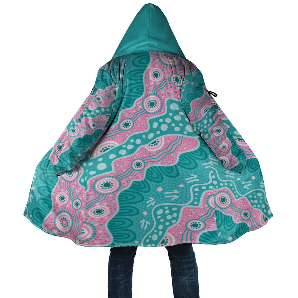 Hereditary Cancer Awareness Australia Indigenous Cloak Pink and Teal - Aussie Hoodie