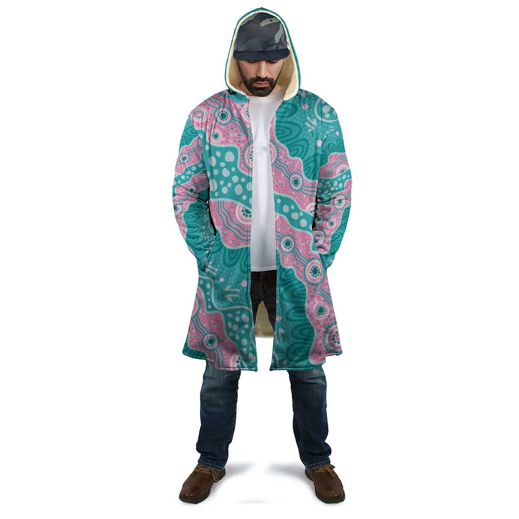 Hereditary Cancer Awareness Australia Indigenous Cloak Pink and Teal - Aussie Hoodie