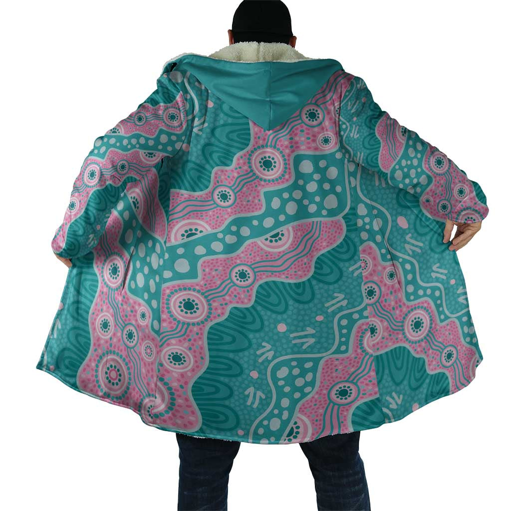 Hereditary Cancer Awareness Australia Indigenous Cloak Pink and Teal - Aussie Hoodie