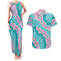 Hereditary Cancer Awareness Australia Indigenous Couples Matching Tank Maxi Dress and Hawaiian Shirt Pink and Teal - Aussie Hoodie