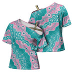 Hereditary Cancer Awareness Australia Indigenous Cross Shoulder Shirt Pink and Teal - Aussie Hoodie