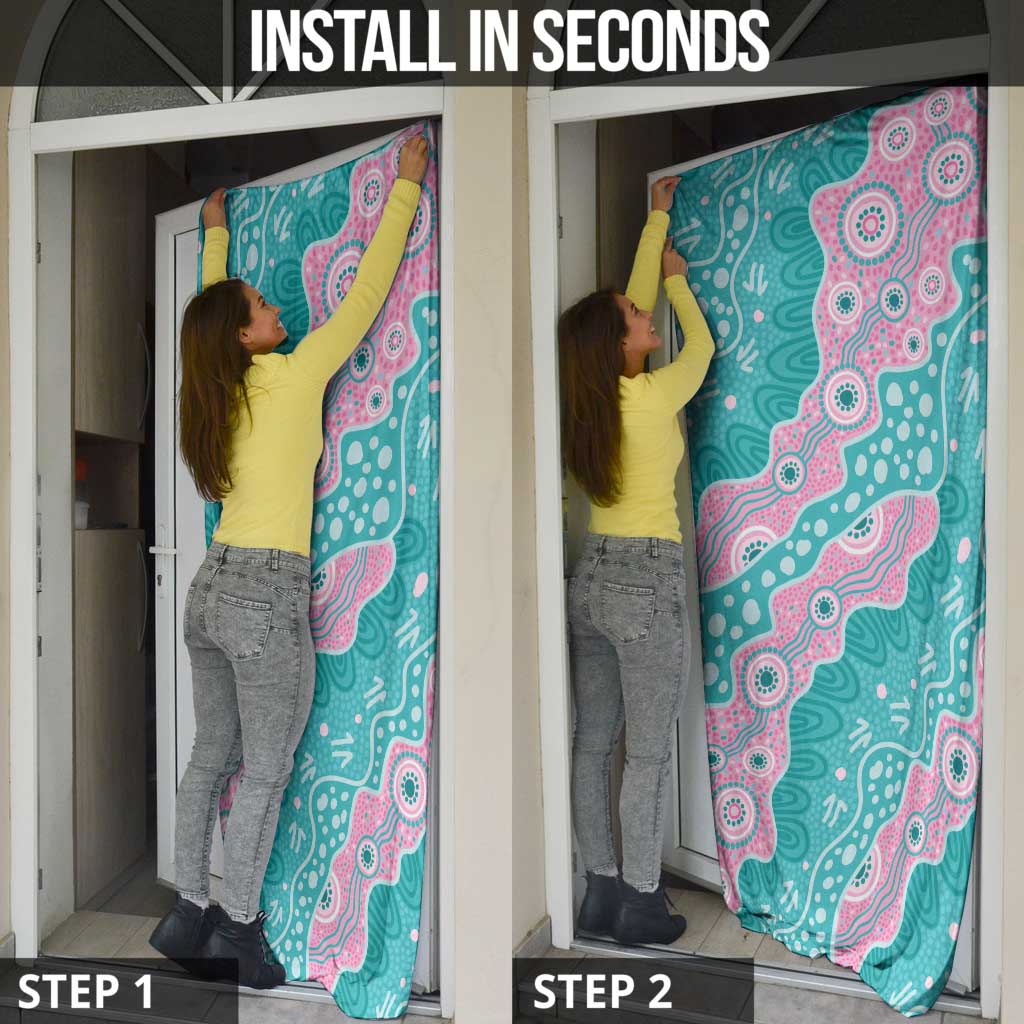 Hereditary Cancer Awareness Australia Indigenous Door Cover Pink and Teal - Aussie Hoodie