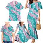 Hereditary Cancer Awareness Australia Indigenous Family Matching Mermaid Dress and Hawaiian Shirt Pink and Teal - Aussie Hoodie