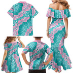 Hereditary Cancer Awareness Australia Indigenous Family Matching Mermaid Dress and Hawaiian Shirt Pink and Teal - Aussie Hoodie