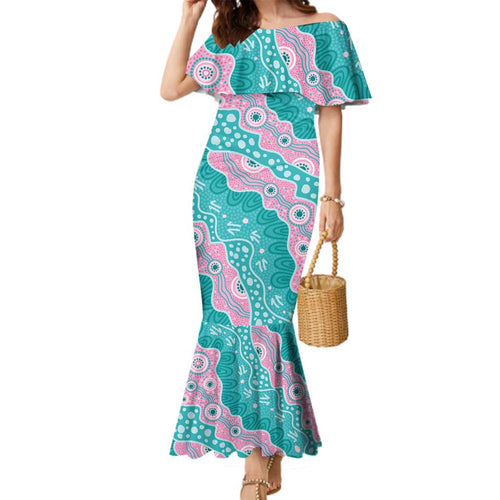 Hereditary Cancer Awareness Australia Indigenous Family Matching Mermaid Dress and Hawaiian Shirt Pink and Teal - Aussie Hoodie