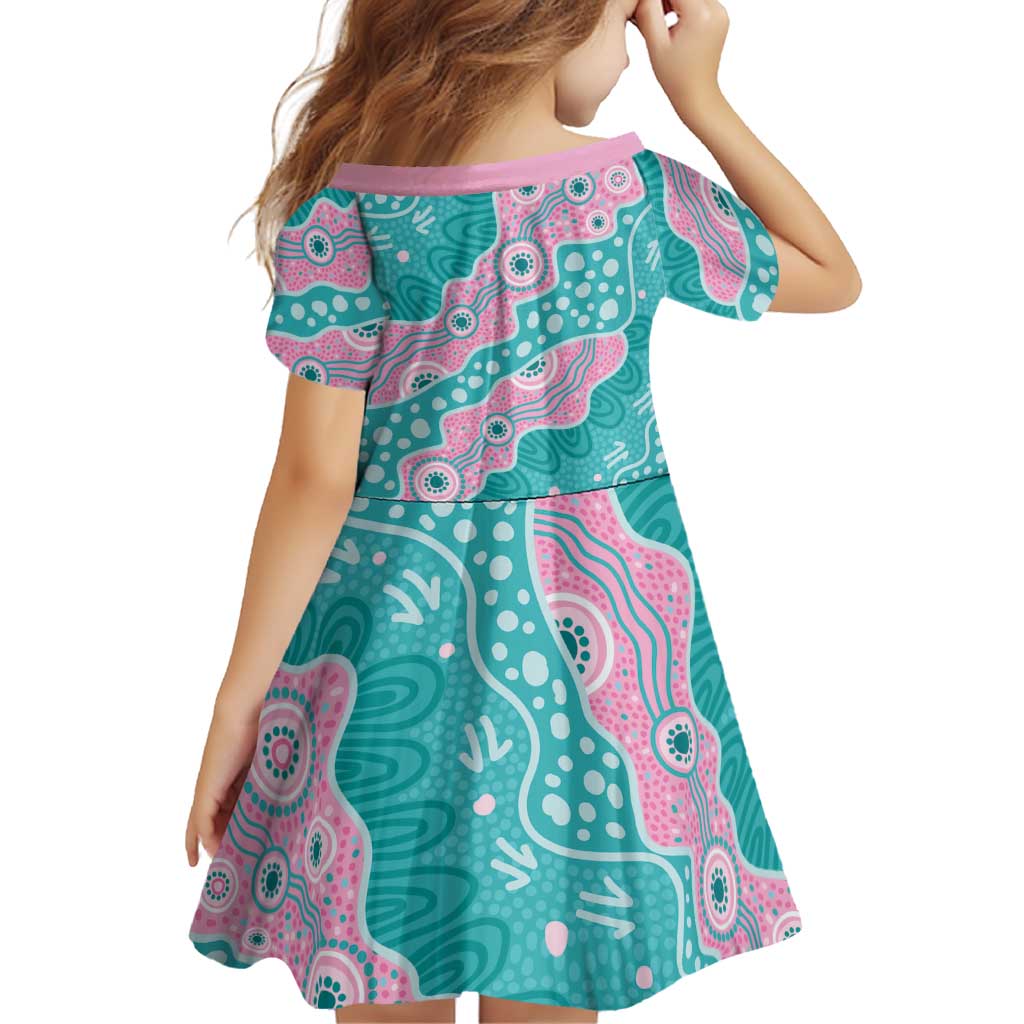 Hereditary Cancer Awareness Australia Indigenous Family Matching Off Shoulder Maxi Dress and Hawaiian Shirt Pink and Teal - Aussie Hoodie