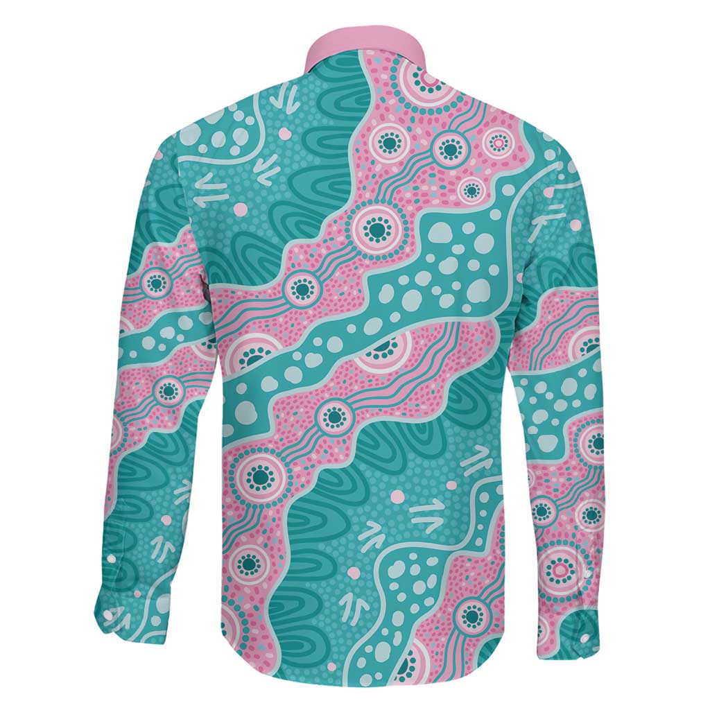 Hereditary Cancer Awareness Australia Indigenous Family Matching Off Shoulder Maxi Dress and Hawaiian Shirt Pink and Teal - Aussie Hoodie