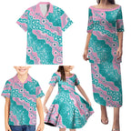 Hereditary Cancer Awareness Australia Indigenous Family Matching Puletasi and Hawaiian Shirt Pink and Teal - Aussie Hoodie