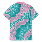 Hereditary Cancer Awareness Australia Indigenous Family Matching Short Sleeve Bodycon Dress and Hawaiian Shirt Pink and Teal - Aussie Hoodie