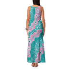 Hereditary Cancer Awareness Australia Indigenous Family Matching Tank Maxi Dress and Hawaiian Shirt Pink and Teal - Aussie Hoodie